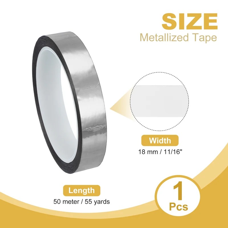 Metalized Polyester Film Tape 11/16 in x 55 Yard Glossy Silver