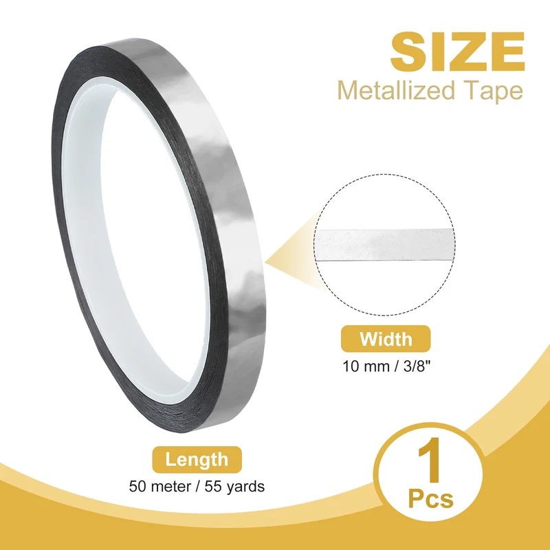 Metalized Polyester Film Tape 3/8 in x 55 Yard Glossy Silver