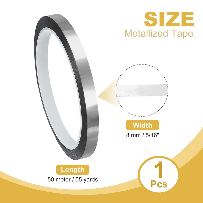 Metalized Polyester Film Tape 5/16 in x 55 Yard Glossy Silver