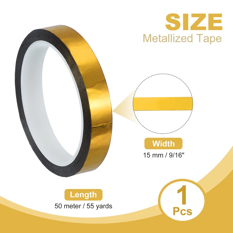 Metalized Polyester Film Tape 9/16 in x 55 Yard Glossy Golden