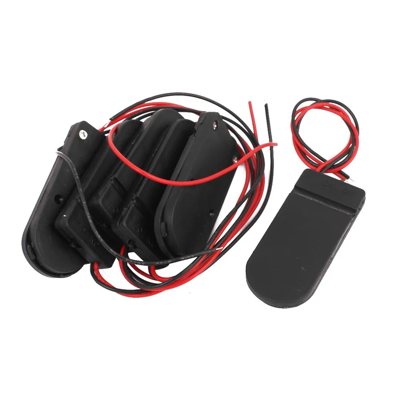 2 x 3V Coin Cell Button Battery Holder Batteries Case w Switch Black 6pcs
