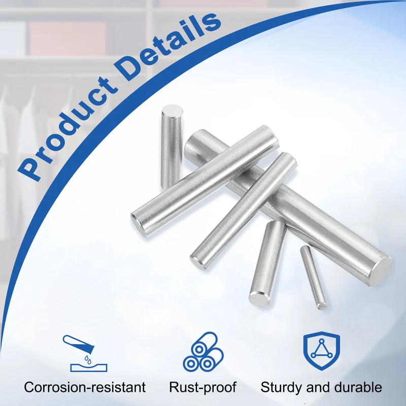 20Pcs 8mm x 18mm Dowel Pins 304 Stainless Steel Shelf Support Peg Pin Silver