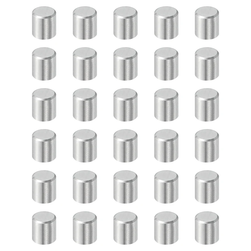 30Pcs 6mm x 8mm Dowel Pins, 304 Stainless Steel Shelf Support Peg Pin, Silver