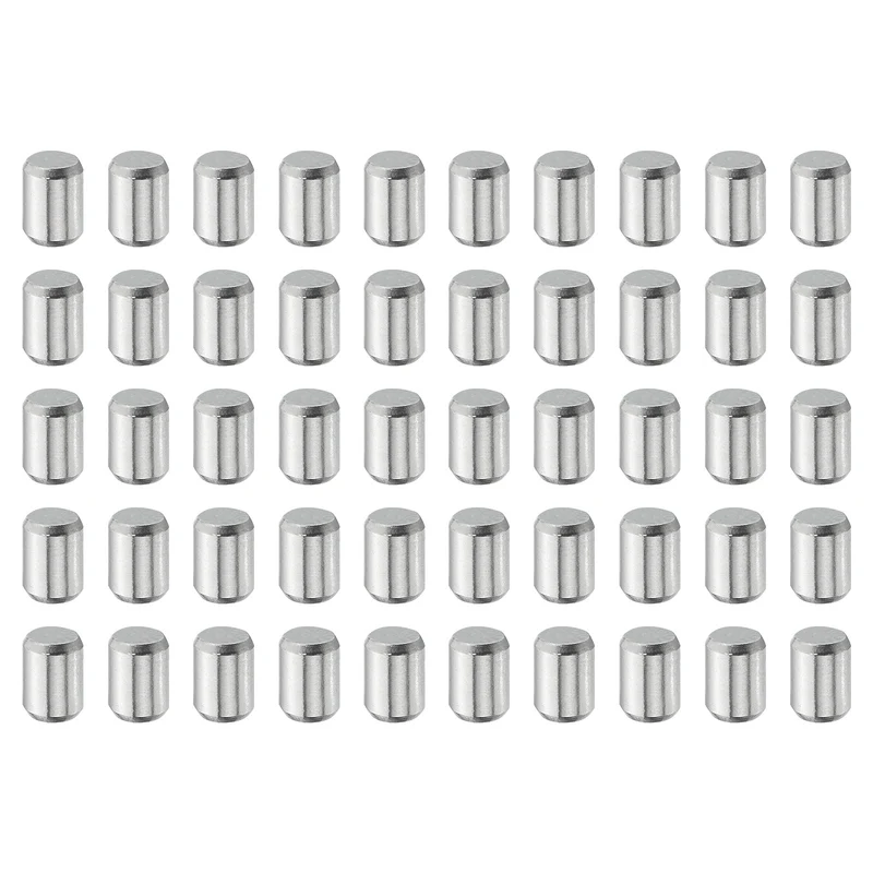 50Pcs 5mm x 8mm Dowel Pins, 304 Stainless Steel Shelf Support Peg Pin, Silver