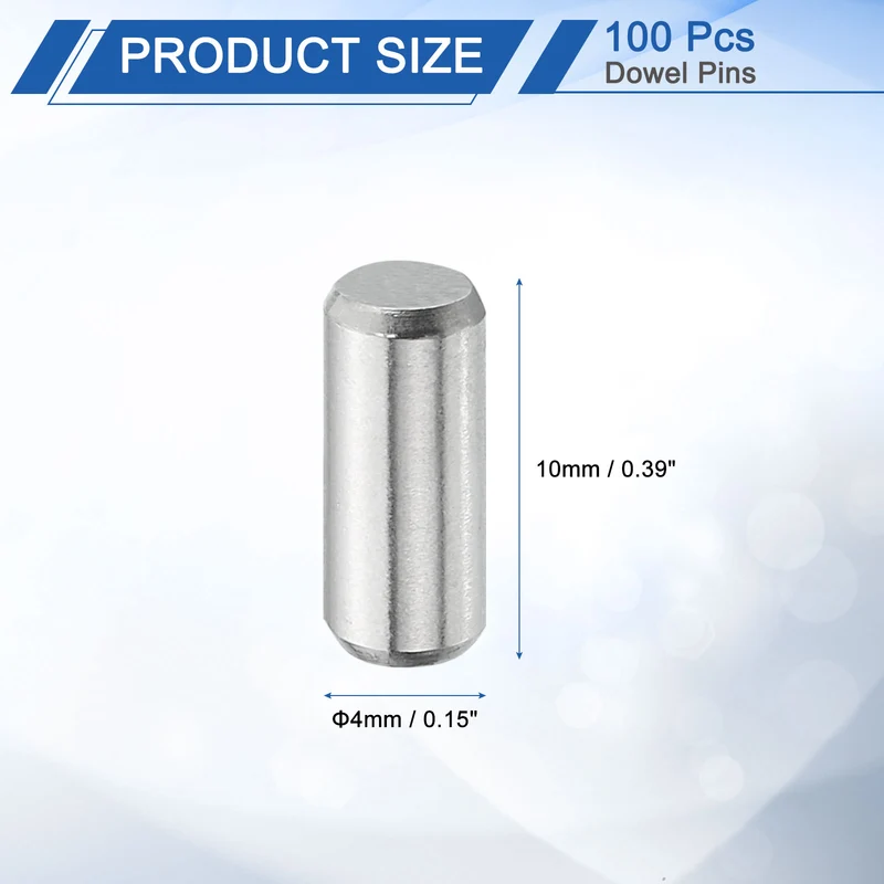 100Pcs 4mm x 10mm Dowel Pins 304 Stainless Steel Shelf Support Peg Pin Silver