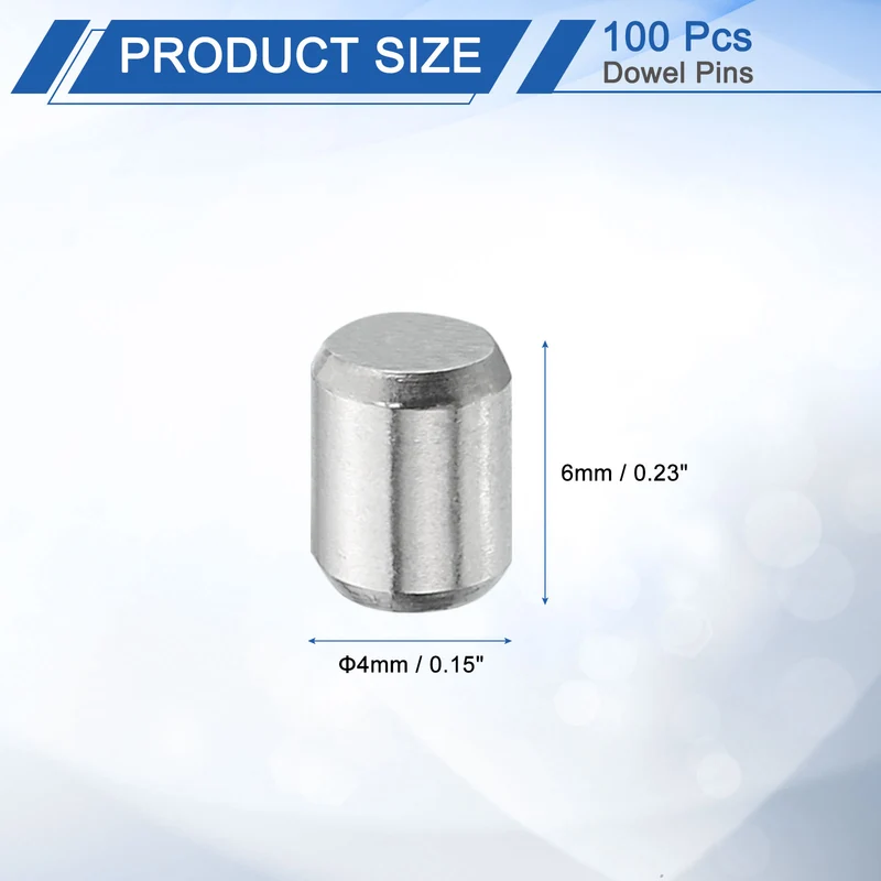 100Pcs 4mm x 6mm Dowel Pins, 304 Stainless Steel Shelf Support Peg Pin, Silver