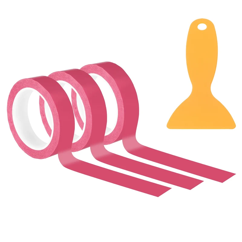 3pcs 1" x 72 Yard Whiteboard Tape Dry Erase Tape with Scraper Pink