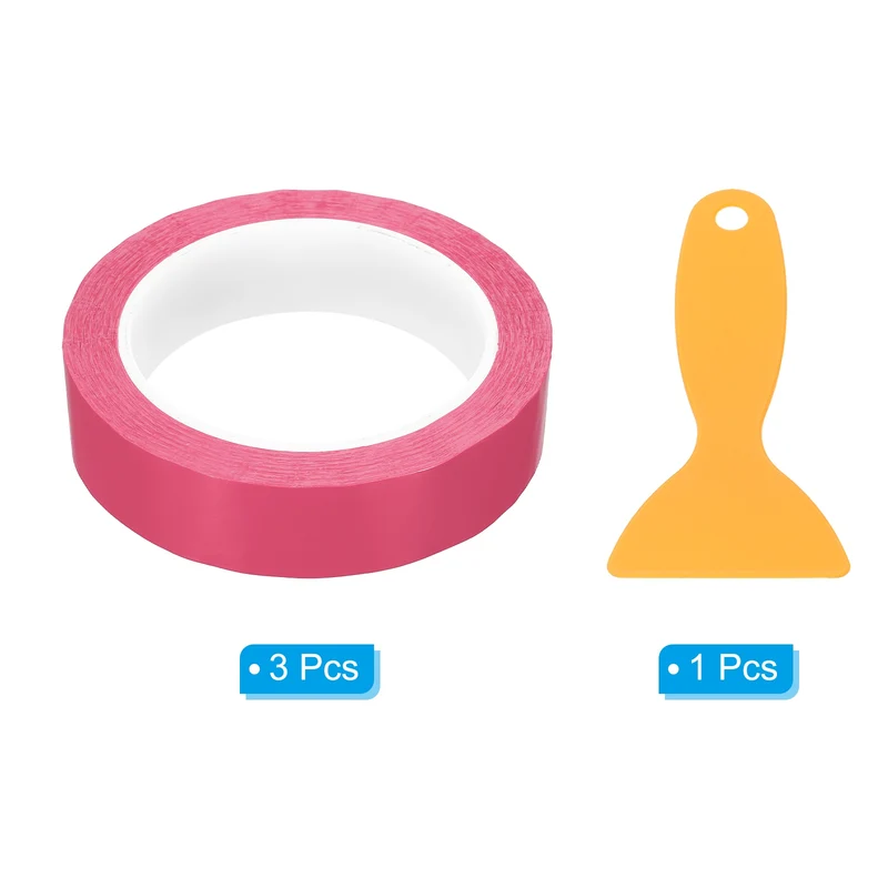 3pcs 1" x 72 Yard Whiteboard Tape Dry Erase Tape with Scraper Pink