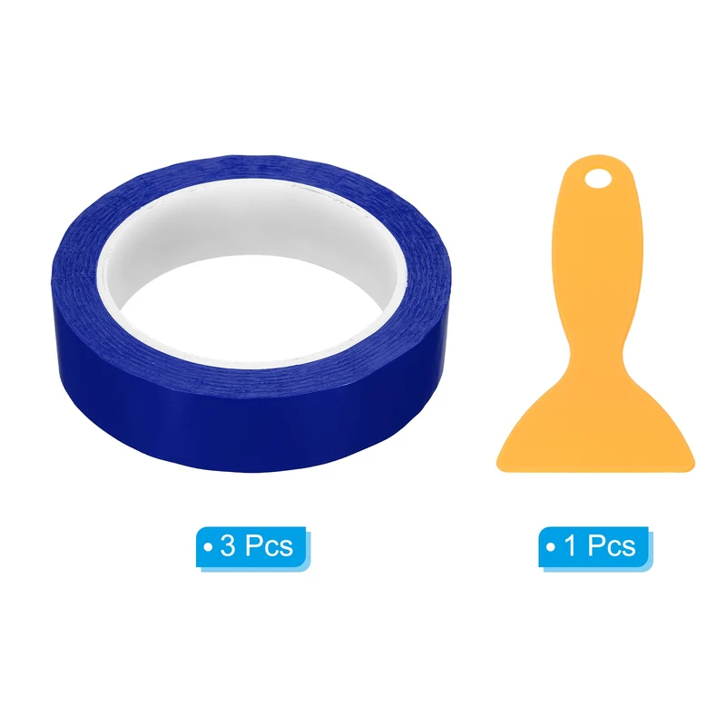 3pcs 1" x 72 Yard Whiteboard Tape Dry Erase Tape with Scraper Blue