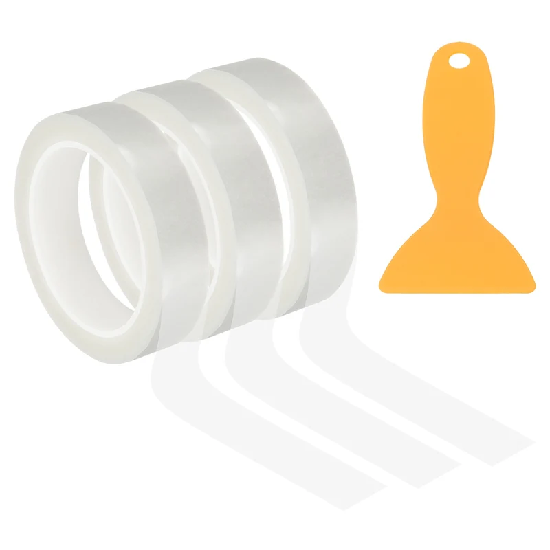 3pcs 1" x 72 Yard Whiteboard Tape Dry Erase Tape with Scraper Clear