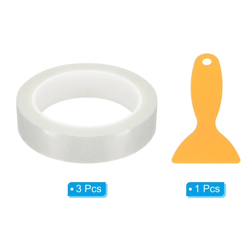 3pcs 1" x 72 Yard Whiteboard Tape Dry Erase Tape with Scraper Clear